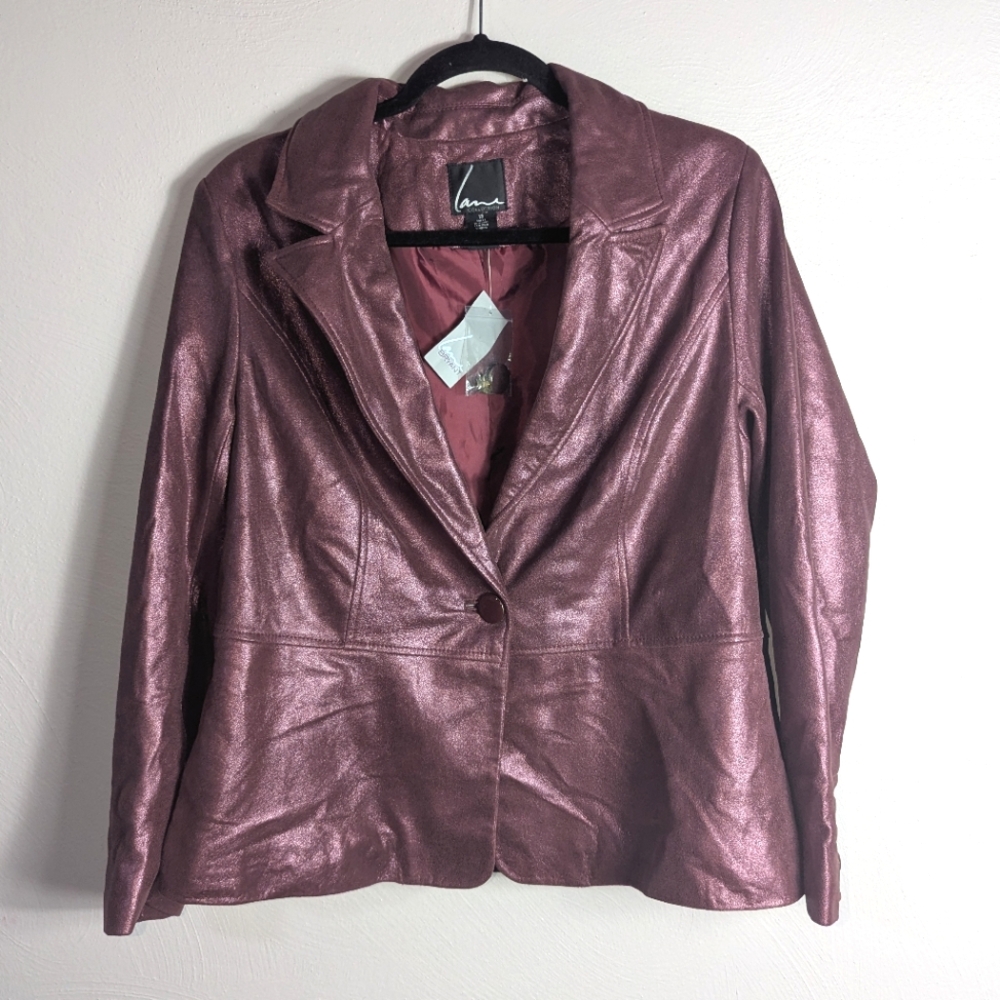 12 NWT Lane Bryant Shimmery Plum Leather Jacket $295